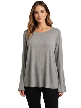 Capsule 121 Women’s Gray Long Sleeve Flarred Cuff Crewneck Shirt Women’s Size 1X